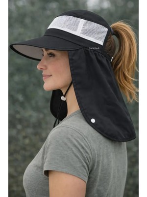 Mustran Uv Korumalı Kadın Güneş Şapkası Geniş Siperli Ense Koruyuculu Yazlık Fileli Unisex