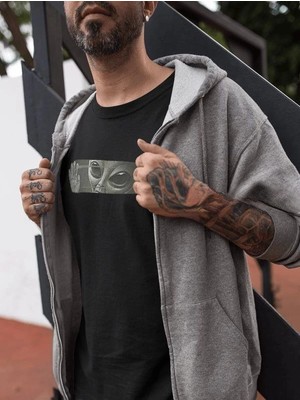 İsmiyle Al Bisiklet Yaka Baskılı Oversize T-Shirt - Siyah