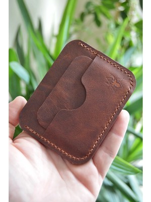Oh Deer Leather Hakiki Deri Kartlık Unisex – Ince Minimal Cüzdan, 5 Bölmeli Yatay Tasarım, Şık ve Dayanıklı (8X10,5 Cm)