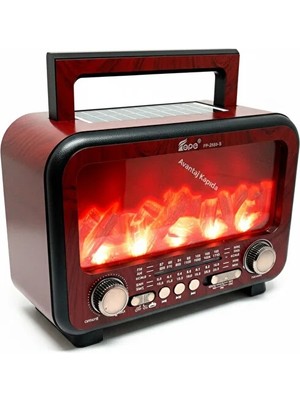 Mustran Nostaljik Radyo Alev Efektli Solar Şarjlı Pilli Bluetooth Hoparlör Retro Dekoratif Taşınabilir