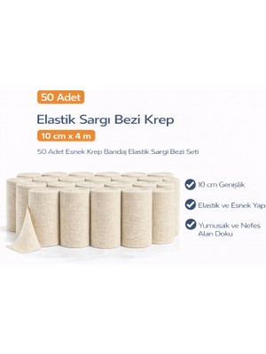 isiltikidsmoda Elastik Sargı Bezi Krep 10 cm x 4 M 50 Adet Esnek Krep Bandaj Elastik Sargı Bezi Seti