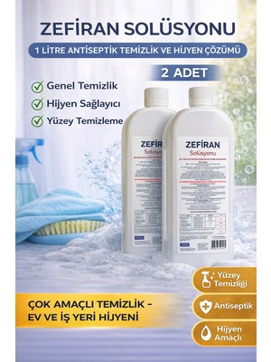 isiltikidsmoda Zefiran Solüsyonu 1 Litre 2 Adet Set Antiseptik Hijyen ve Çok Amaçlı Temizlik Solüsyonu