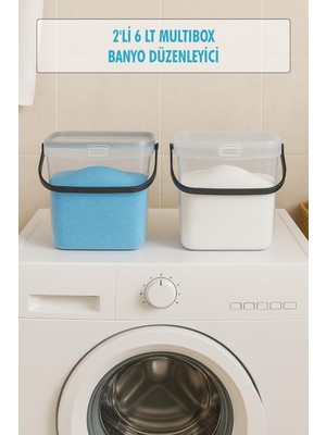 Mustran 2’li Multibox Deterjanlık Kutusu & Banyo Düzenleyici & Saklama Kutusu 6 Lt Şeffaf