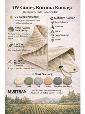 Mustran Yazlık Güneş Şapkası Uv Korumalı Fileli Safari Outdoor Balıkçı Şapkası Ense Korumalı Unisex