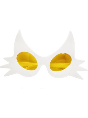 Beyaz Renk Bıyık Tasarımlı Kedi Parti Gözlüğü 19X11 cm ARLSTRTCH-MPA3256
