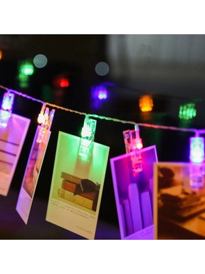 Renkli Işıklı Mandallı Fotoğraf Albümü 10 Lu - Rgb ARLSTRTCH-CERC3256