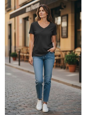 Nikitas Design %100 Pamuklu V Yaka T-Shirt