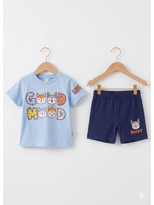 Efemkids 1/4 Yaş Yazlık Erkek Bebek Takım Baskılı Yenidoğan Bebek Takım Tişört+Şort