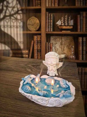 Floryn Okyanus Kokulu Deniz Temalı Dekoratif Jel Mum El Yapımı Alçı Mumluk Üzerine Yapılmış Şık Tasarım