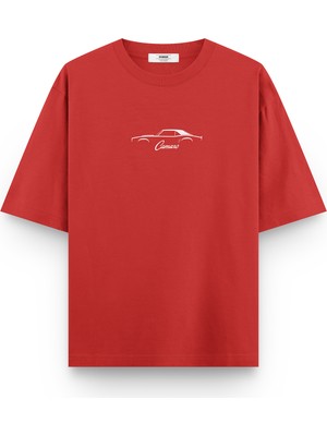 Overoz Camaro Klasik Araba Baskılı Yarı Oversize Siyah T-Shirt 1092