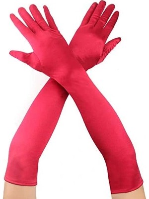 Kırmızı Renk Dirseğe Kadar Uzun Kumaş Eldiven 40 cm ARLSTRTCH-CERC3256