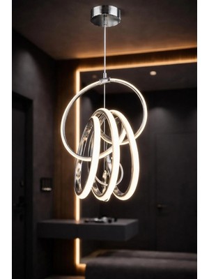 Aura Lighting Aura Lıghtıng Krom Imza Model 3 Renk LED Modern Antre/hol, Mutfak Banyo Avizesi(Beyaz Sarı Günışığı)