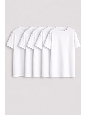 Wega Moda 5’li Paket Oversize Fit Basic Tişört – %100 Pamuk Günlük Erkek/kadın T-Shirt Seti