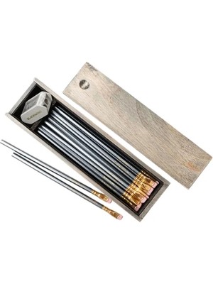 Blackwing Rustic Çam Ağacından Hediye Kutusu & 602 12 Kalem & Kalemtraş Seti