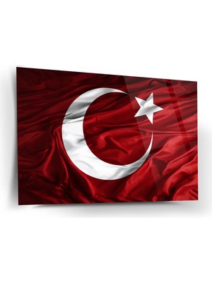 Shiny Art Dalgalı Türk Bayrağı Cam Tablo – ATA318