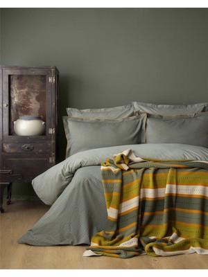 Apricitas Home Çift Kişilik Blair Yeşil Triko Battaniyeli Nevresim Takımı