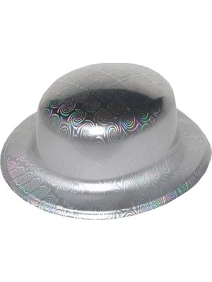 Gümüş Renk Hologramlı Plastik Yuvarlak Melon 27X24 cm ARLSTRTCH-YNT3256