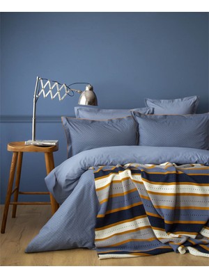 Apricitas Home Çift Kişilik Blair İndigo Triko Battaniyeli Nevresim Takımı