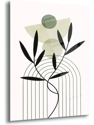 Shiny Art Minimal Yeşil Geometrik Cam Tablo - MOD155