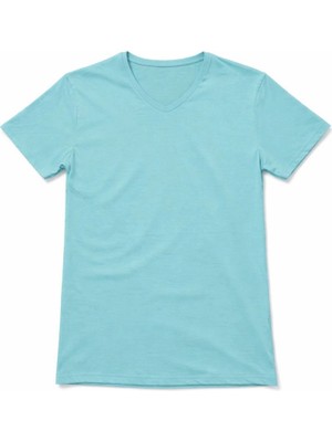 Pileli Store Genç Kız Çocuk V Yaka Tişört Model - Turkuvaz