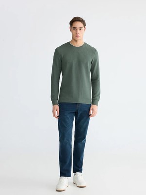 LC Waikiki Yeşil Bisiklet Yaka Uzun Kollu Erkek Tişört