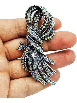 BB Bi Butik Shop Işıltılı Kristal Taşlı Fiyonk Püskül Broş