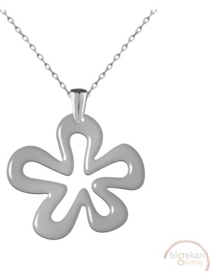 Bigakan Çiçek Taşsız Model 925 Ayar Gümüş Kadın Kolye