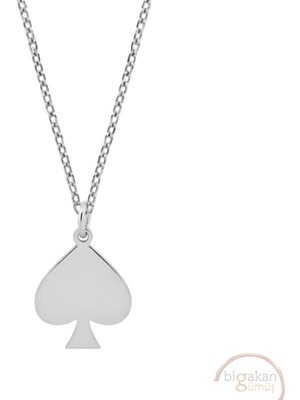 Bigakan Maça Taşsız Model 925 Ayar Gümüş Kadın Kolye