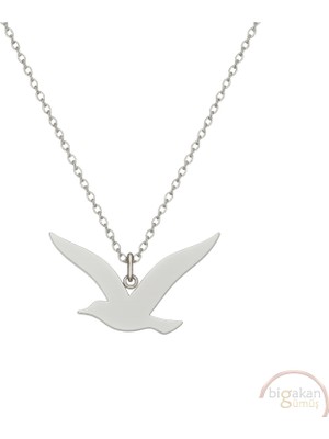 Bigakan Güvercin Özgürlük Taşsız Model 925 Ayar Gümüş Kadın Kolye