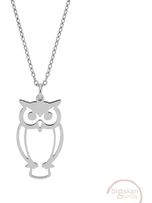 Bigakan Baykuş Zarif Taşsız Model 925 Ayar Gümüş Kadın Kolye