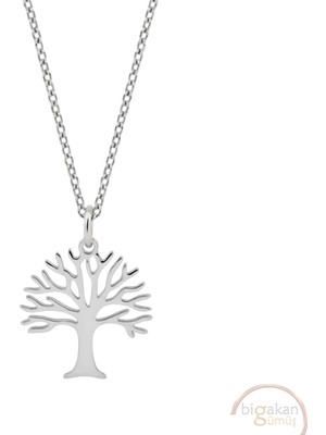 Bigakan Hayat Ağacı Taşsız Model 925 Ayar Gümüş Kadın Kolye