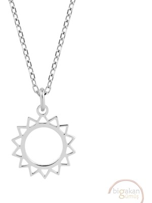 Bigakan Güneş Madalyon Taşsız Model 925 Ayar Gümüş Kadın Kolye