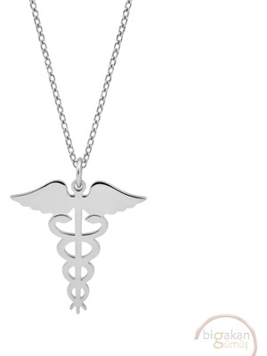 Bigakan Sağlık Sembolü Doktor Hemşire Ebe Taşsız Model 925 Ayar Gümüş Kadın Kolye