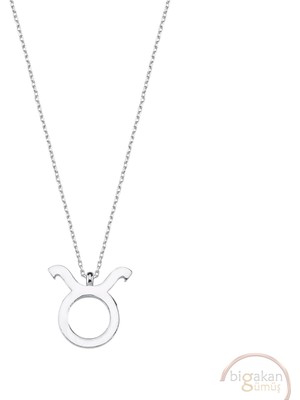 Bigakan Boğa Burcu Sembol Astroloji Taşsız Model 925 Ayar Gümüş Kadın Kolye