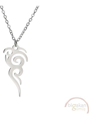 Bigakan Alev Figürlü Minimalist Taşsız Model 925 Ayar Gümüş Kadın Kolye