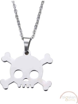 Bigakan Iskelet Kafatası Taşsız Model 925 Ayar Gümüş Kadın Kolye
