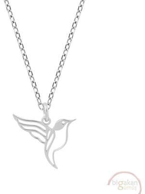 Bigakan Uçan Kuş Taşsız Model 925 Ayar Gümüş Kadın Kolye