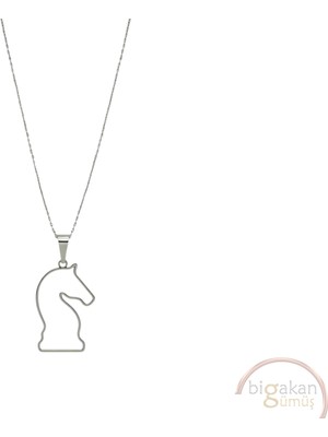 Bigakan At Taşsız Model 925 Ayar Gümüş Kadın Kolye