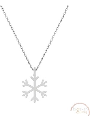 Bigakan Kar Tanesi Sade Taşsız Model 925 Ayar Gümüş Kadın Kolye