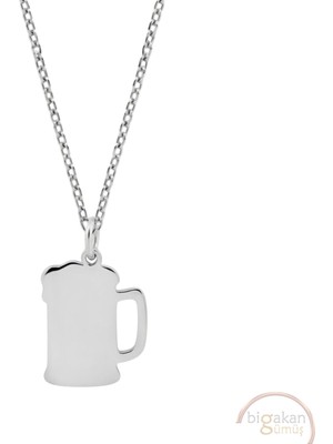 Bigakan Bira Bardağı Taşsız Model 925 Ayar Gümüş Kadın Kolye