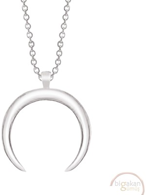 Bigakan Hilal Aşağı Yöne Bakan Taşsız Model 925 Ayar Gümüş Kadın Kolye