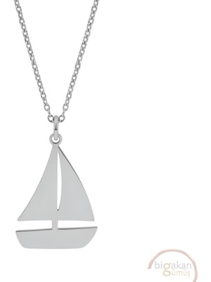 Bigakan Gemi Denizci Yelken Taşsız Model 925 Ayar Gümüş Kadın Kolye