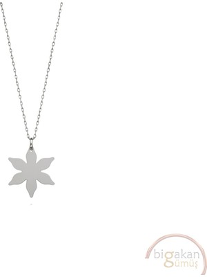 Bigakan Çiçek Taşsız Model 925 Ayar Gümüş Kadın Kolye