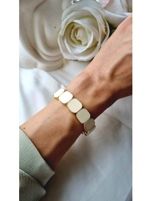 Initium Premium Kalite Porselen Kaplama Lastikli Bilezik