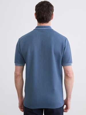 LC Waikiki Petrol Çizgili Polo Yaka Erkek Tişört