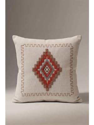Aryada Punch Nakışlı Etnik Kilim Desenli Kırlent Kılıfı