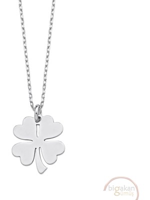 Bigakan 4 Yapraklı Yonca Taşsız Model 925 Ayar Gümüş Kadın Kolye