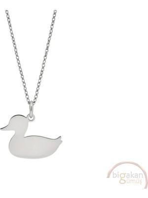 Bigakan Ördek Taşsız Model 925 Ayar Gümüş Kadın Kolye
