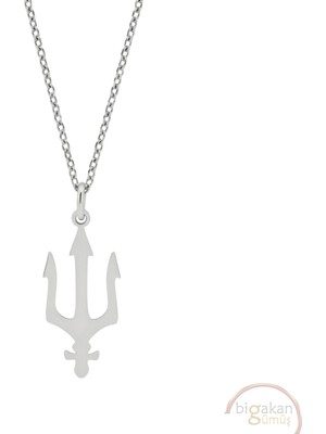 Bigakan Poseidon Üç Dişli Mızrak Mitoloji Taşsız Model 925 Ayar Gümüş Kadın Kolye