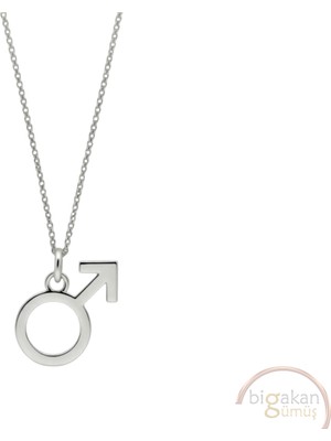 Bigakan Erkek Sembolü Taşsız Model 925 Ayar Gümüş Kadın Kolye